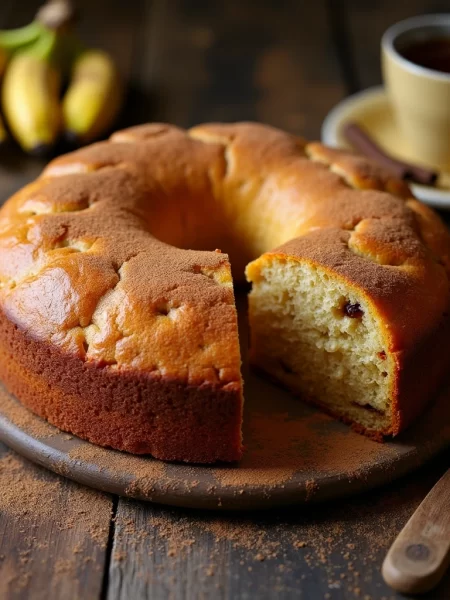 Bolo de banana e canela