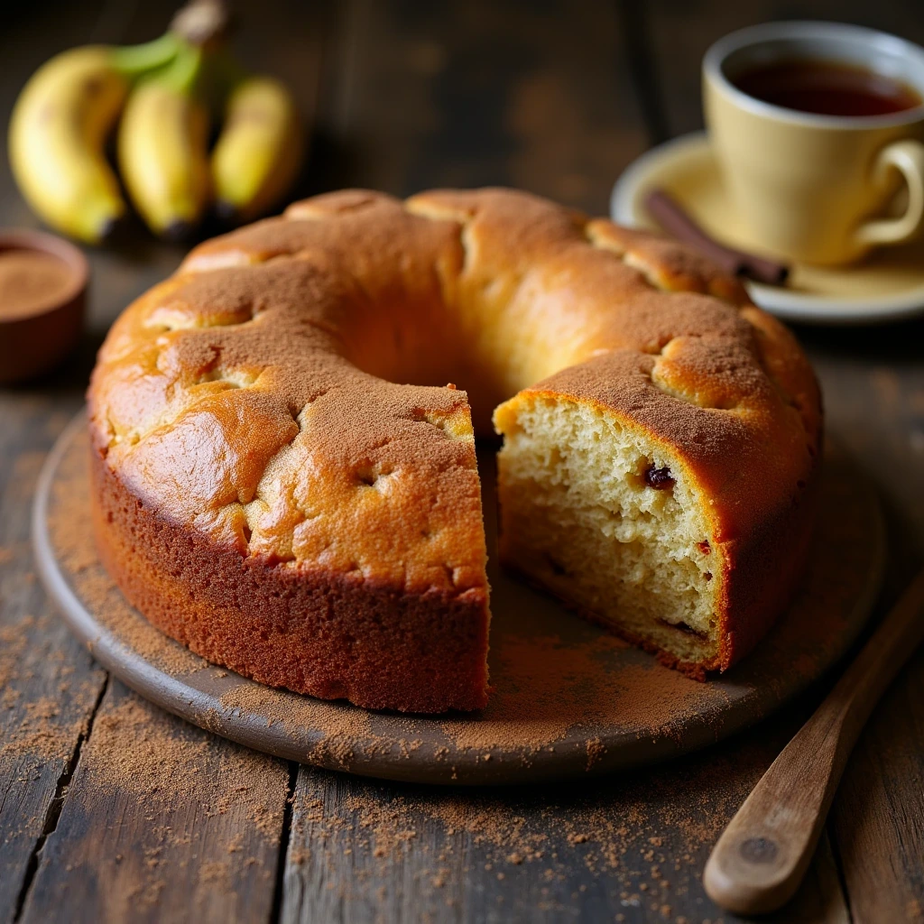 Bolo de banana e canela